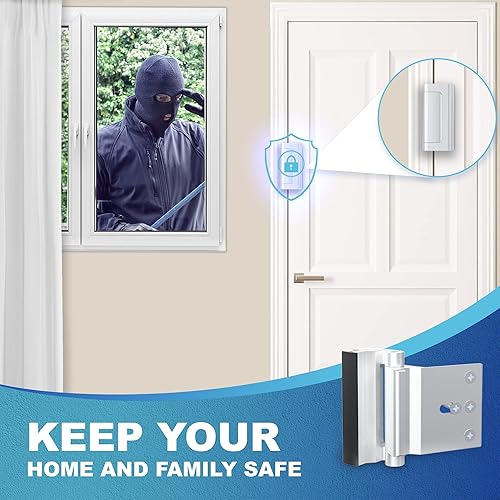 Miniatura 30 de Paquete de 2 cerraduras de refuerzo de puerta AceMining que soporta 800 libras de fuerza, cerradura de puerta plateada extra a prueba de niños con 8