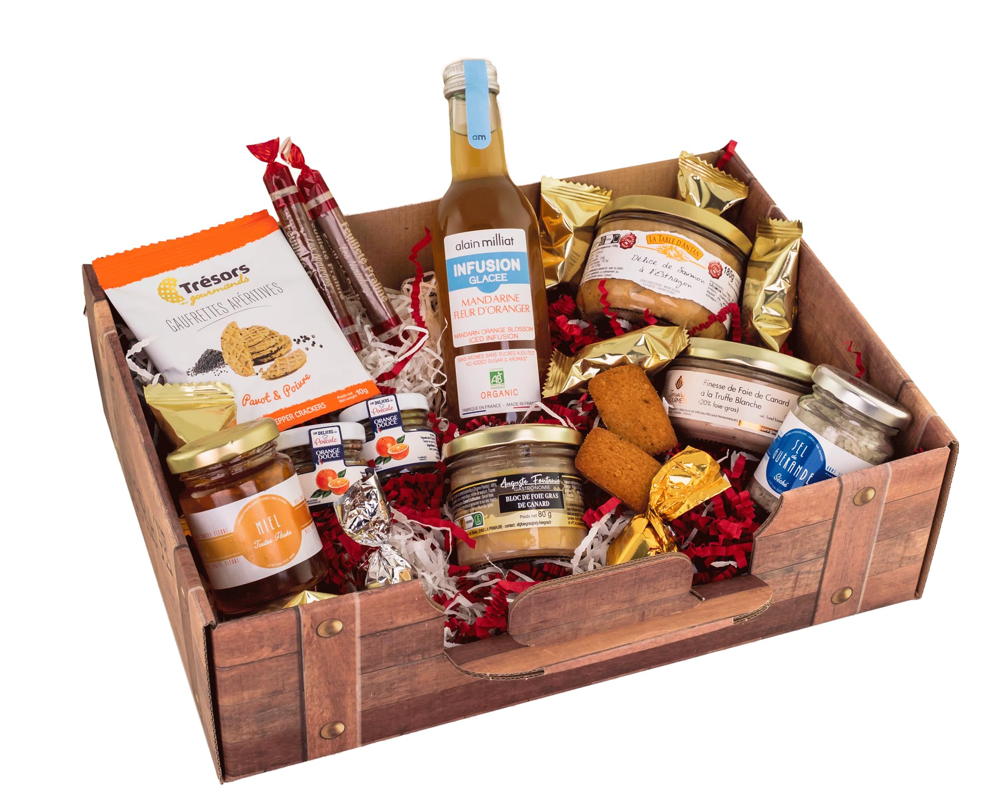 PAQUETE GOURMANDS – Sin cerdo y sin alcohol – Caja gourmet para regalar, cesta gourmet – ideal para regalo para el día de la madre, el día del padre, cumpleaños, Navidad, retiro – Cesta recortada