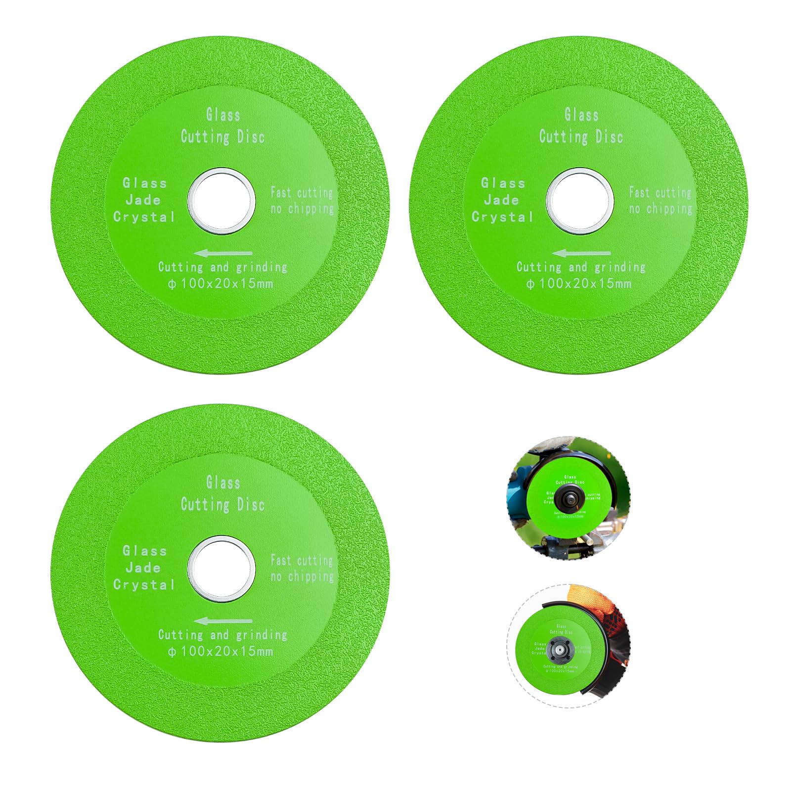 3Pack Glass Cutting Disc for Angle Grinder, 4" X 4/5” Tile Cutter Blade,Ultra-Thin Diamond Saw Blade Wheel, Ultra-Thin Glass Cutters Tools for