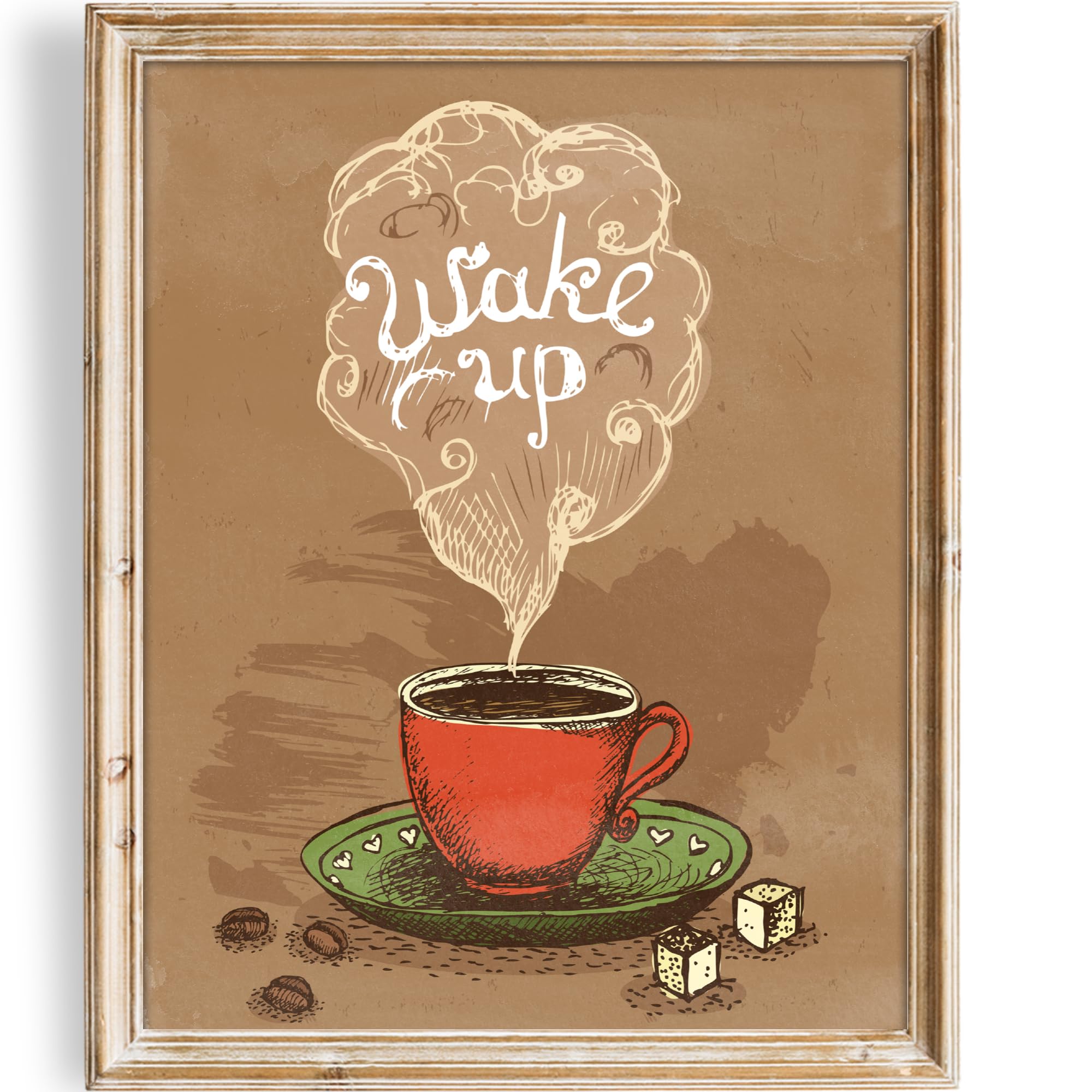 Wake Up Coffee Wall Art Print | Unframed 8x10 | Aesthetic Morning Decor | Coffee Lover's Wall Print | Art Prints for Wall Decor | Motivational Wall