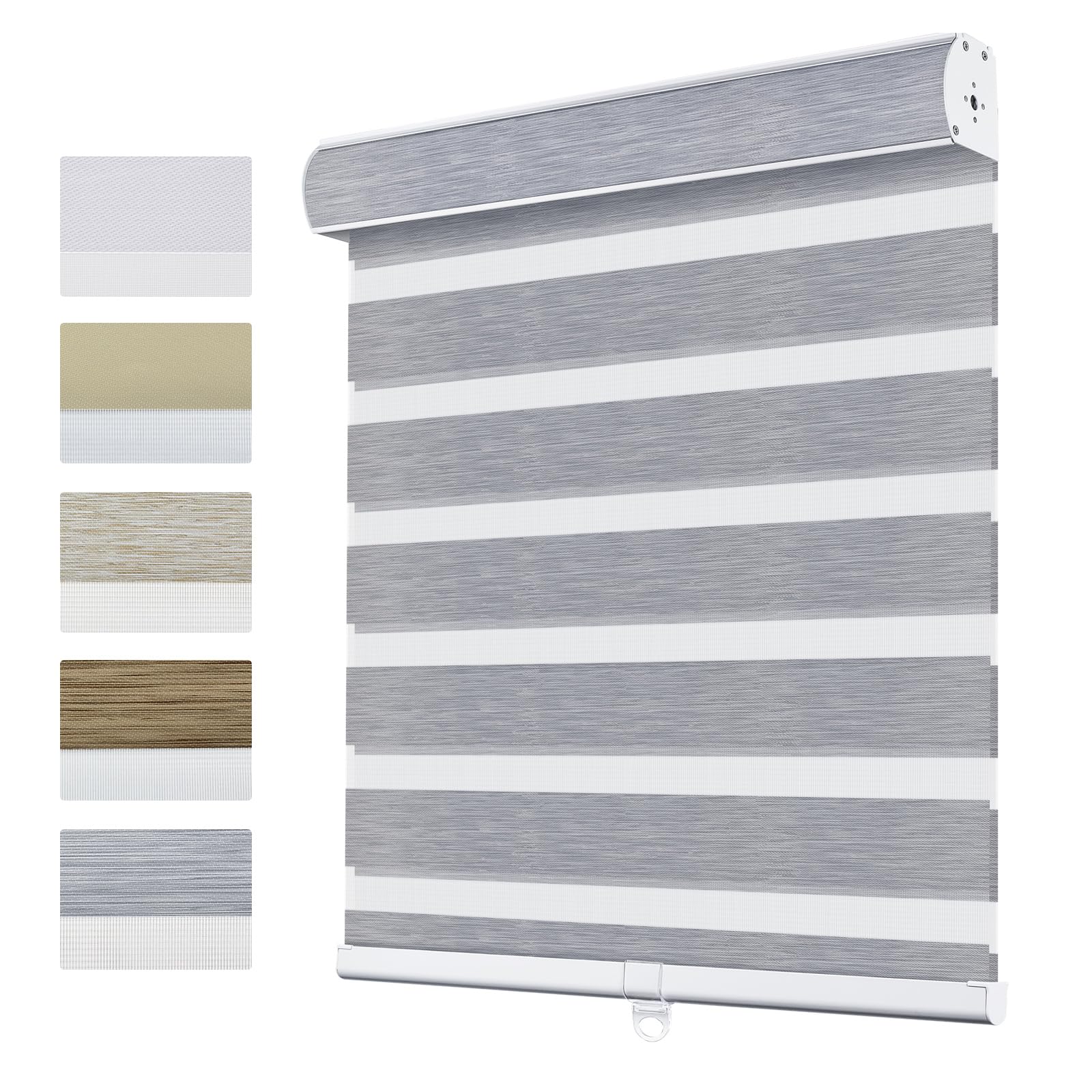 Persianas enrollables inalámbricas para el hogar y la oficina, doble capa, translúcidas y opacas, 85 % opacas, color gris, 70 cm de ancho x 160 cm de alto, persianas de ventana de día y noche