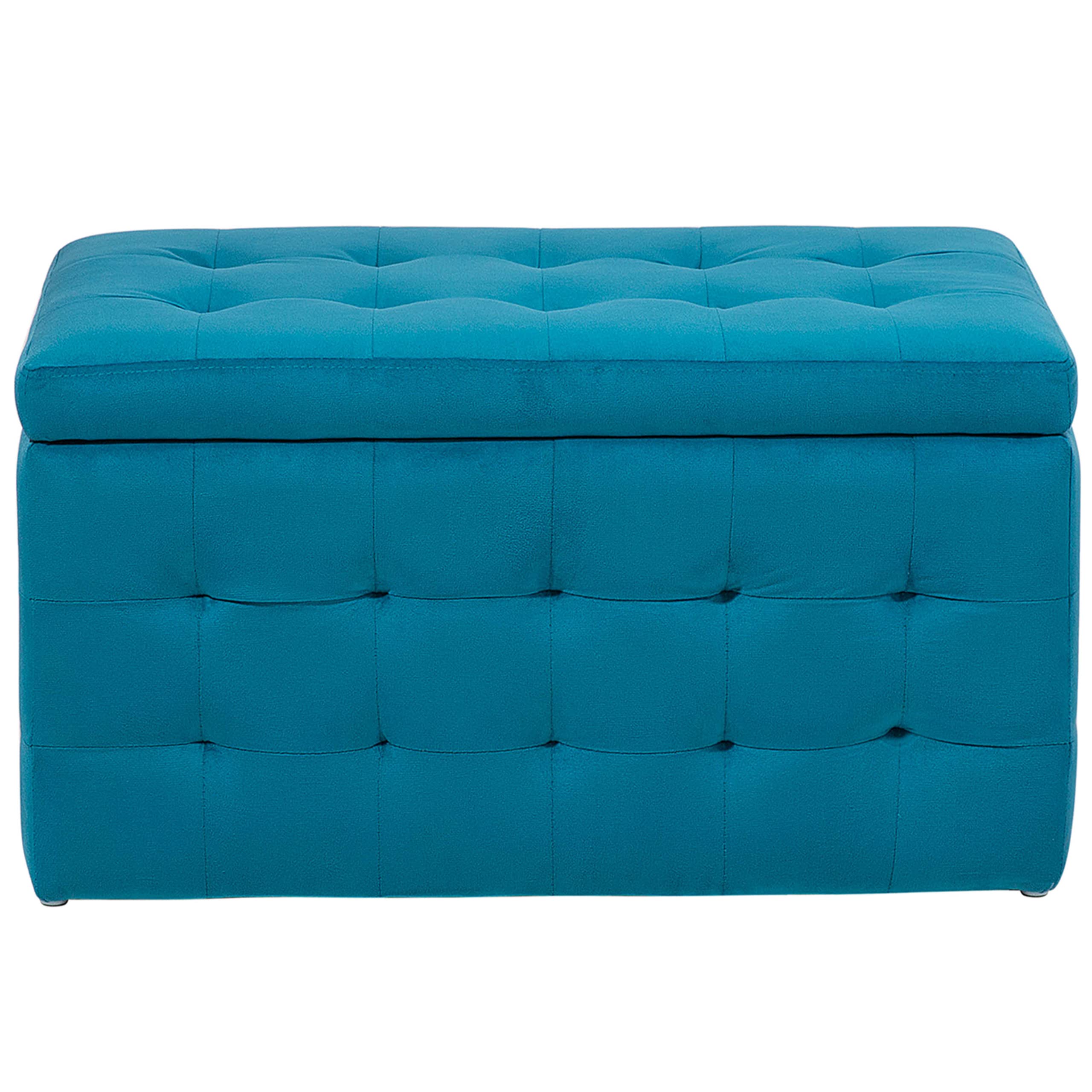 Beliani Pouf Cassapanca Imbottito in Velluto Blu Navy Stile Chesterfield