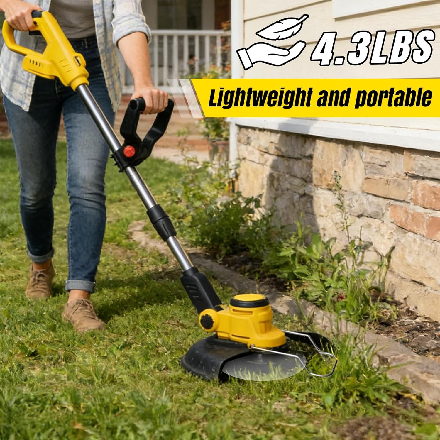 Cordless Weed Wacker for Dewalt 20V Battery, 4 in 1 Lightweight Grass Trimmer/Brush Cutter, 12-inch Cutting Area, for Lawn Yard and Brush Mowing(No Battery)