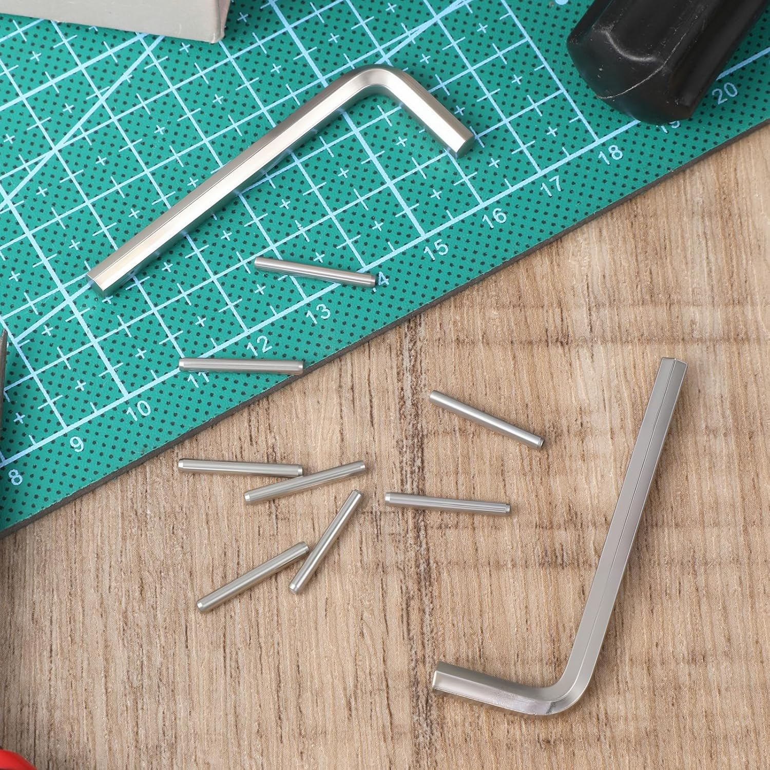 Self Closing Door Hinges Tension Pin Replacement Kit, 35pcs Stainless Steel Shelf Pins and 4pcs Hex Wrenches, Metal Dowel Pegs Shelf Support Pins for Automatic Closing of Door Hinges on Garage Doors