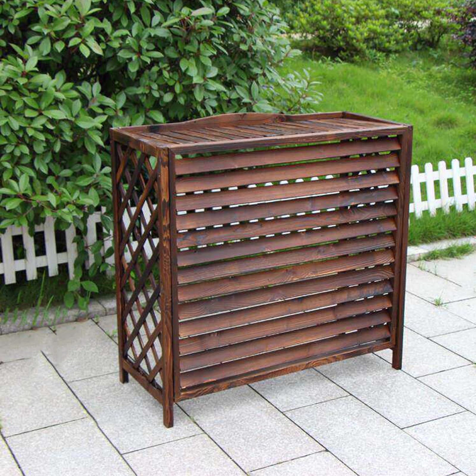 Housse de climatisation renforcée en bois : habillage extérieur 96x40x89cm