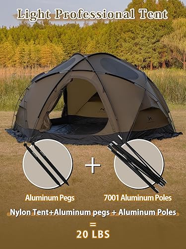 Miniatura 2 de TOMOUNT Tienda caliente de cúpula con estufa Jack 4 Persona Backpacking Carpa para 4 estaciones Nylon impermeable Glamping senderismo