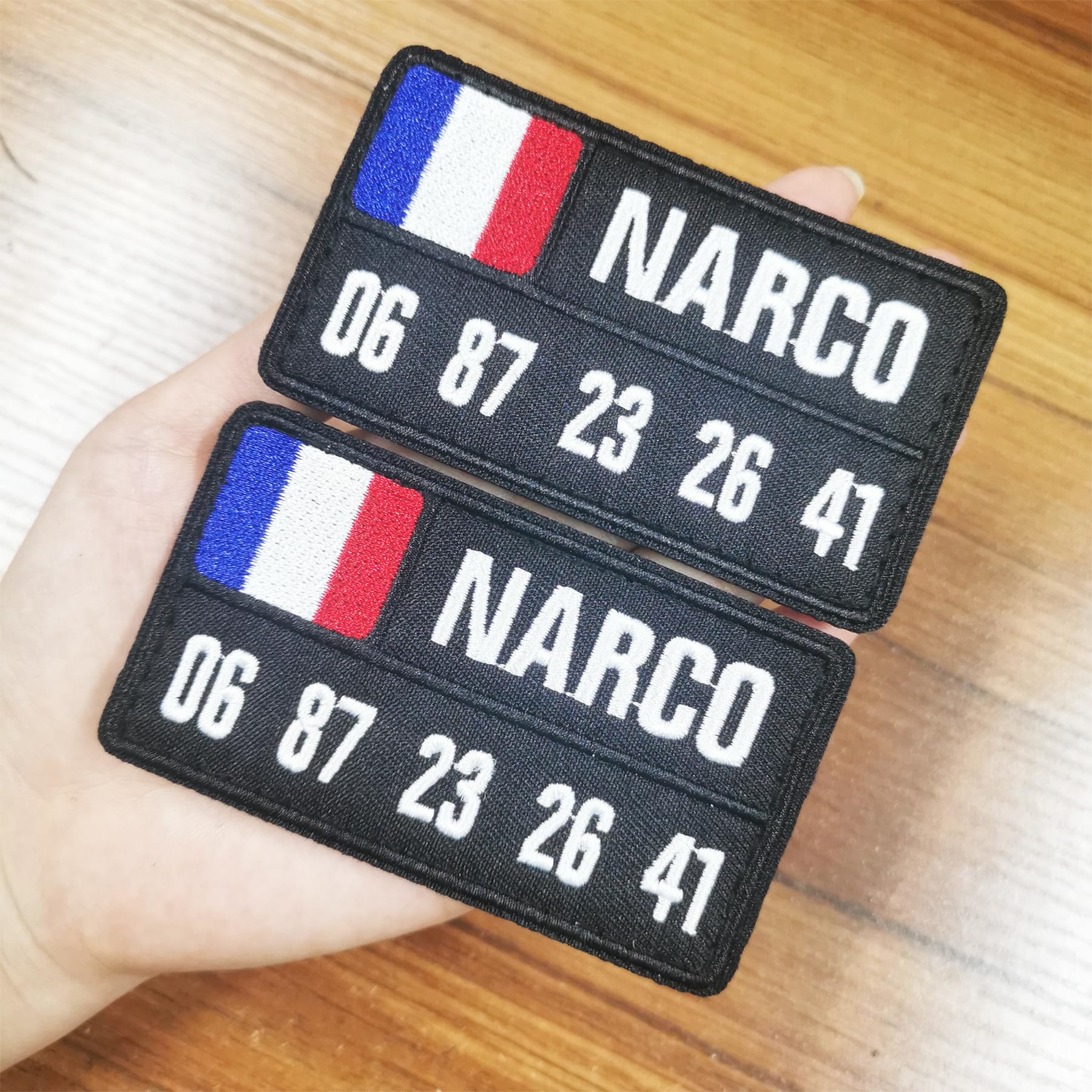 2 Patchs Tactiques Personnalisés Avec Drapeau Français - Étiquettes Militaires Pour Sacs, Vestes Et Vêtements De Travail (2 Lignes - 9x5,8cm)