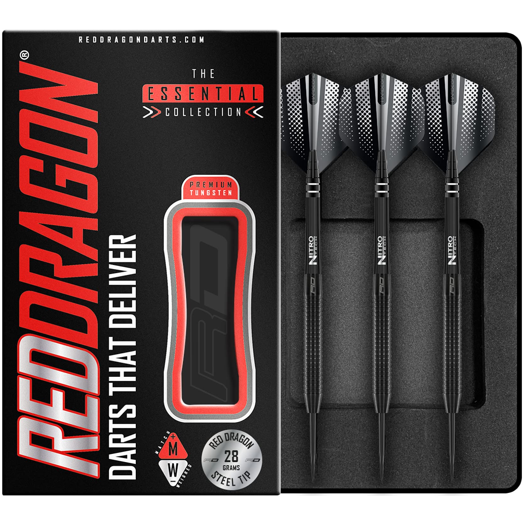 RED DRAGON Razor Edge Black 20g, 22g, 24g, 26g, 28g Steeltip or 20g Softip Tungsten Darts with Fligh