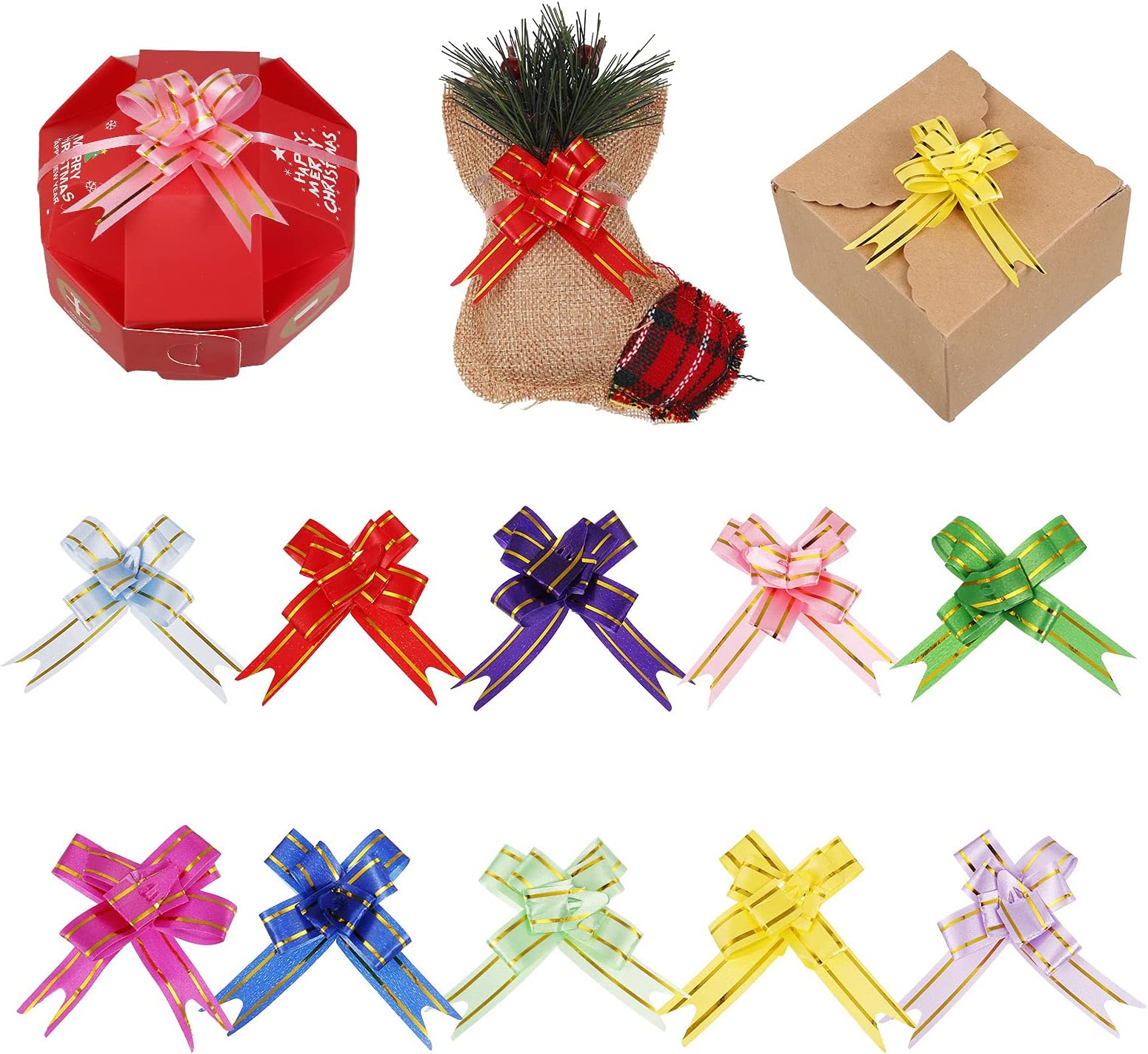 100 Pcs Pull Bows,Decorative Ribbon Bows for Wedding Birthday Valentine's Present