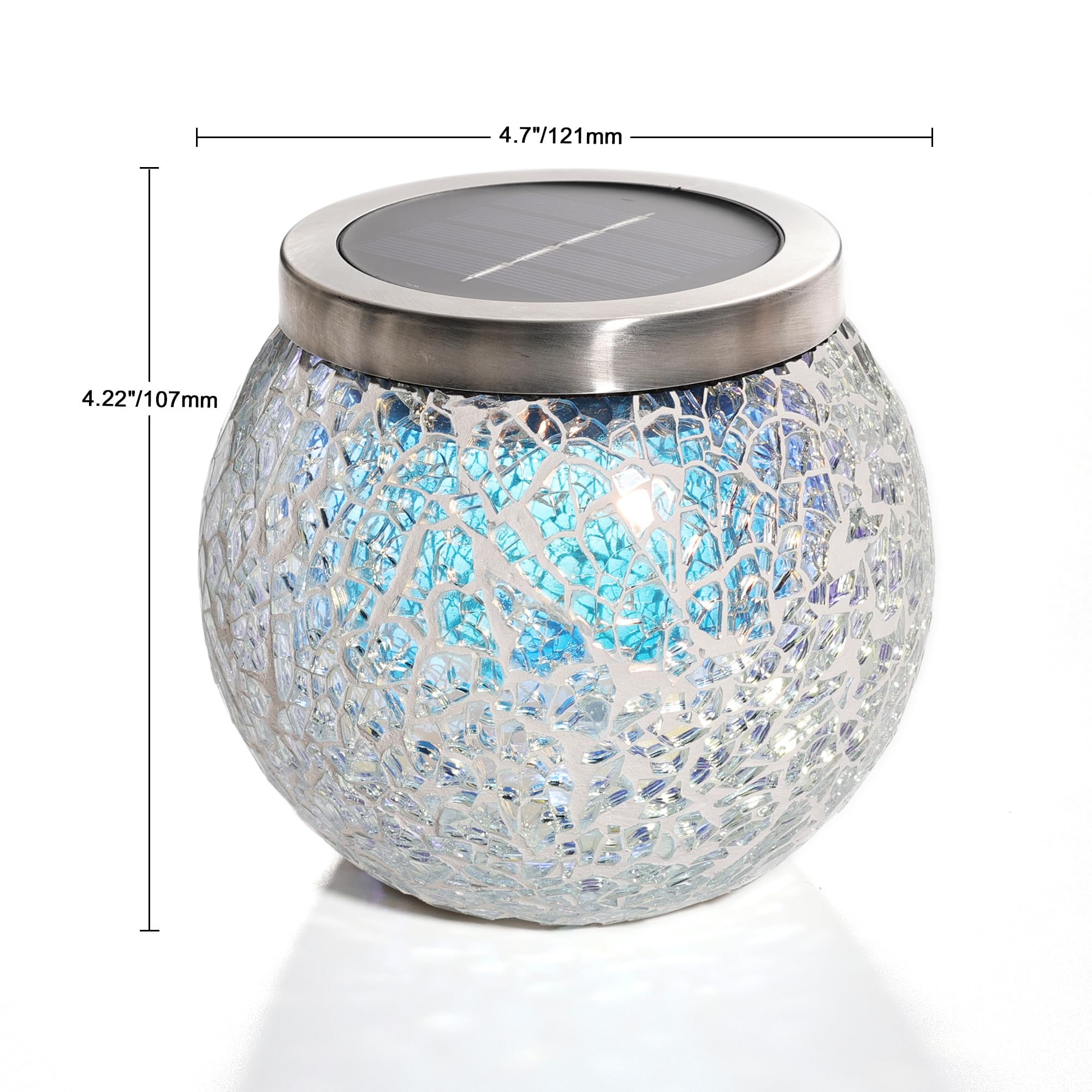 Photo 1 of Cooo Solar Mosaic Crackle Glass Lantern, Color-Changing RGB