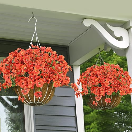 Miniatura 4 de IVITA 10 paquetes de flores artificiales para exteriores, resistentes a los rayos UV, artesanía original, flores falsas con hermosos patrones, no se