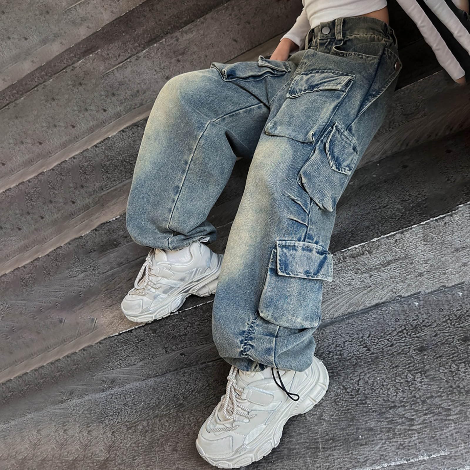 Genérico Pantalones niña Joggers algodón orgánico Suave ecológico Transpirable para Diario Juego Colegio cómodo elástico tierno Moda Infantil A47