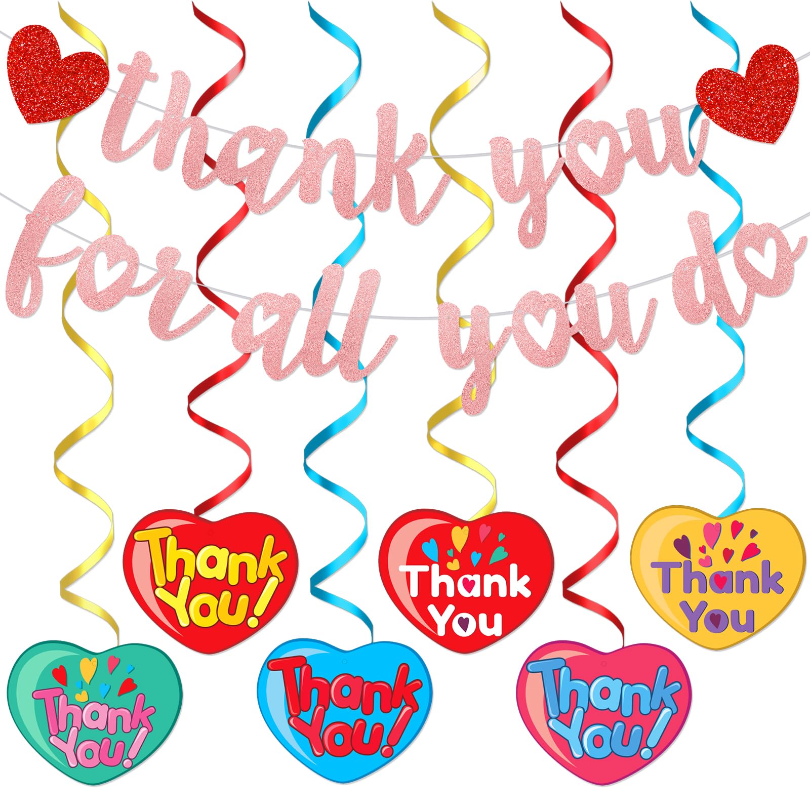 Thank You for All You Do Banner Rose Gold, Thank You We Appreciate You Banner, Employee Teacher Appreciation Decorations, Appreciation Decorations for