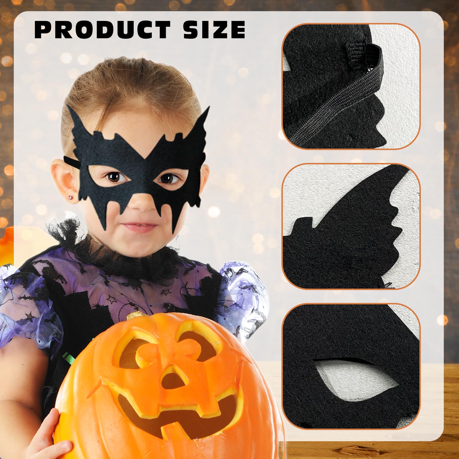 SAIIURV 3 Pcs Halloween Bat Eye Mask Masquerade Batgirl Batboy Costume Mask Black Eye Mask - Image 3
