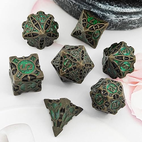 Miniatura 2 de D&D - Juego de dados de metal DND para Dungeons and Dragons Gifts Polyhedral Card Game Game Bag RPG MTG Pathfinder Digital Teaching Accessories D20