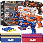 POKONBOY 4 Pack Blaster Guns Compatible with Nerf Guns Bullets, Toy Guns for Boys Girls with 80 Pack Foam Refill Darts, Hand Gun Toys for 6+ Year Old Kids Birthday Christmas