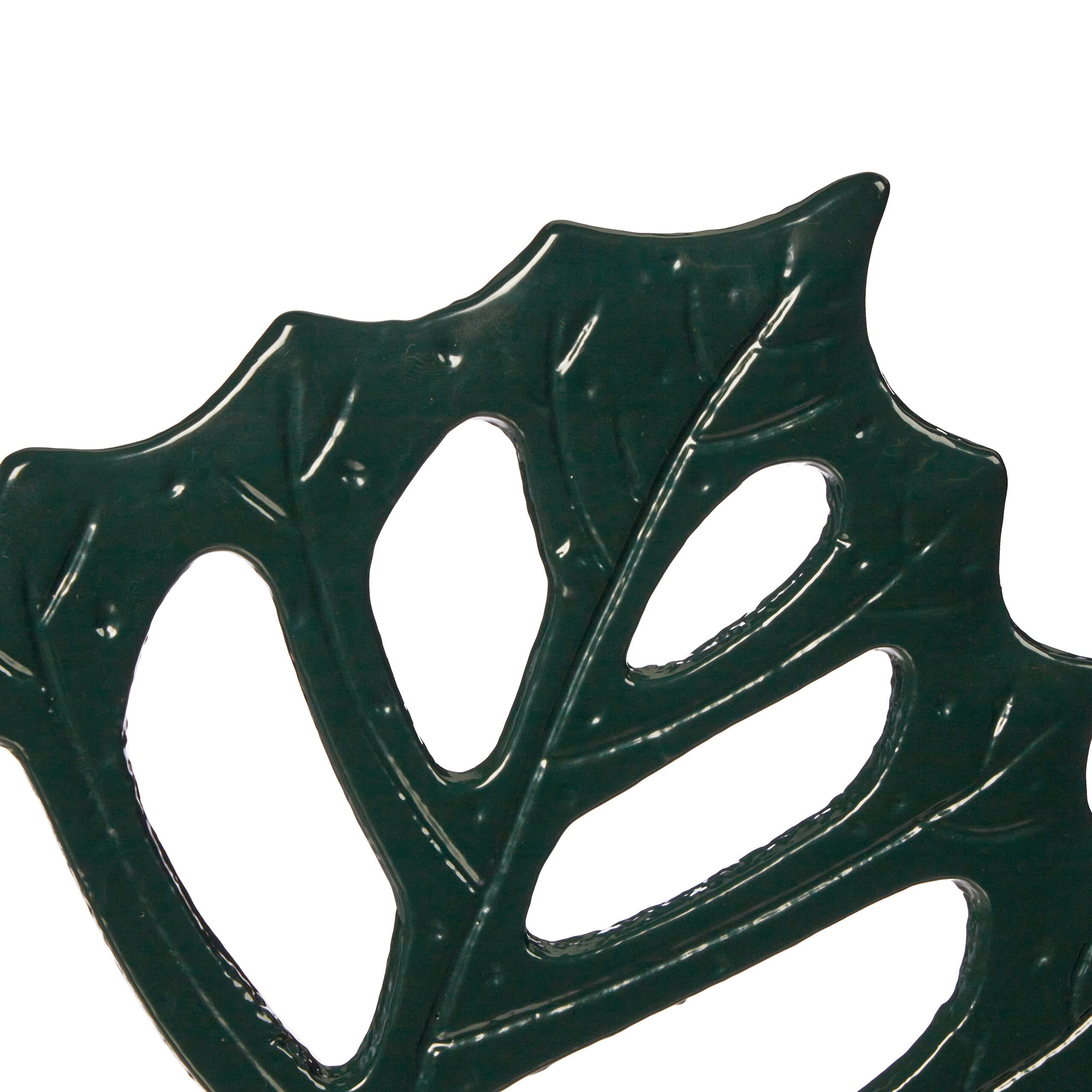 Relaxdays Pietra Decorativa da Giardino, Design a Foglia, Stepping Stone per Aiuole e Prati, Ghisa, 26 x 32 cm, Verde
