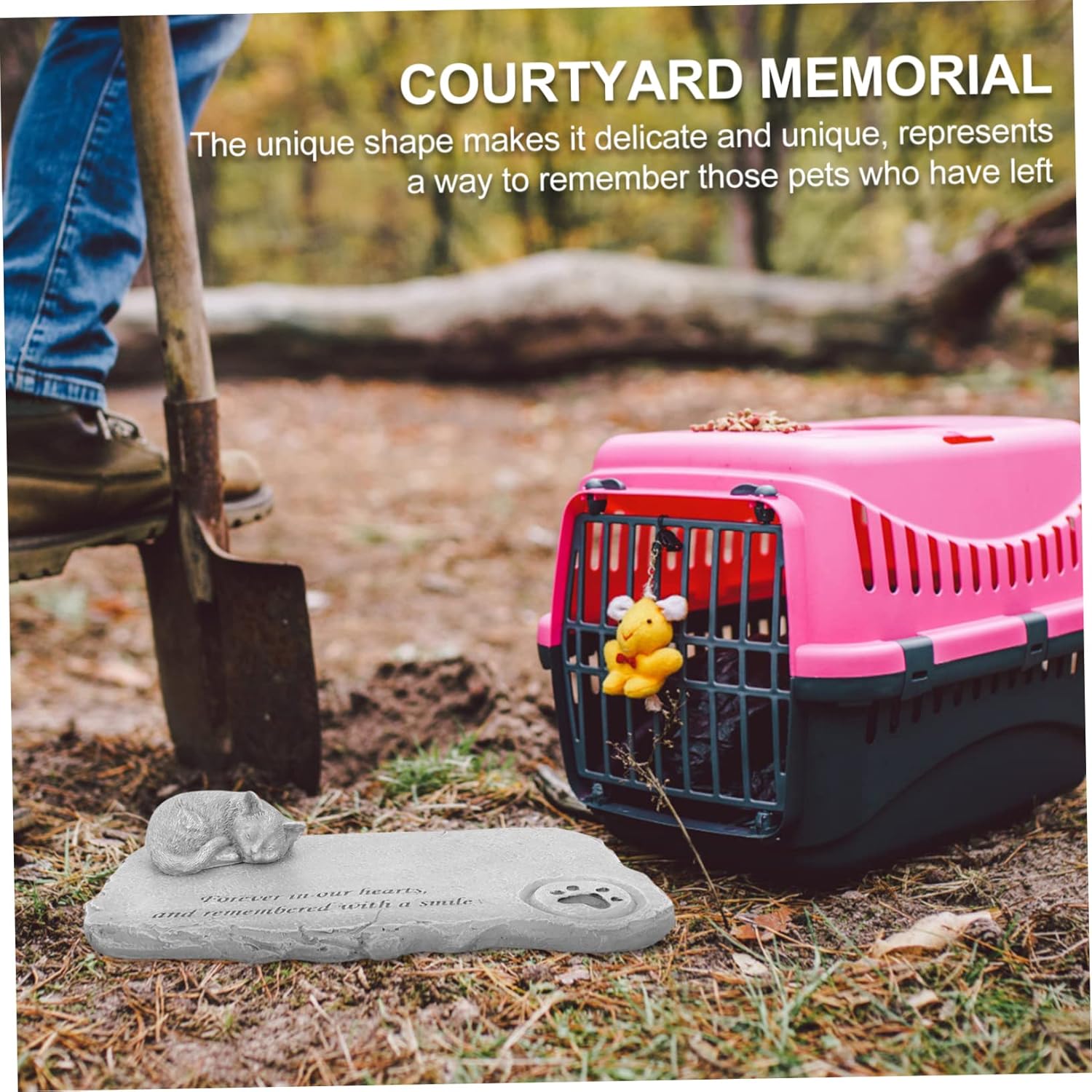 Pet Memorial Plaque Outdoor Cat Memorial Stone with Adorable Kitten Design Durable Resin Decor for Garden Porch and Indoor Spaces