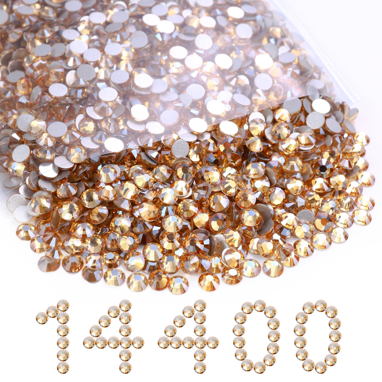 14400PCS Gold Shadow Flatback SS16 Rhinestones Bulk(3.8-4.0mm)