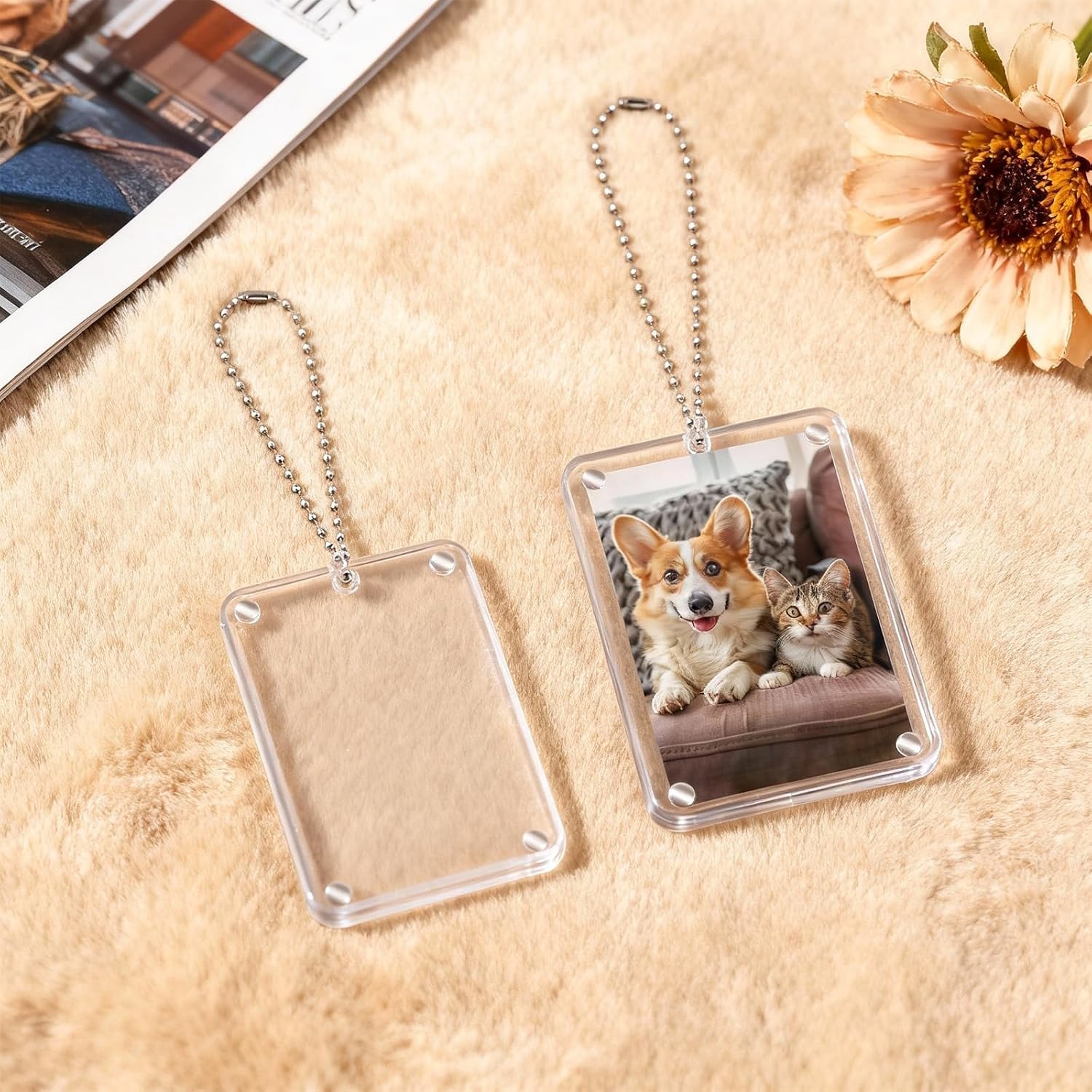 2 PCS Car Hanging Picture Frame for Men Women, Car Acrylic Picture Holders, Transparent Car Photo Holder Rear View Mirror Accessories for Gifts