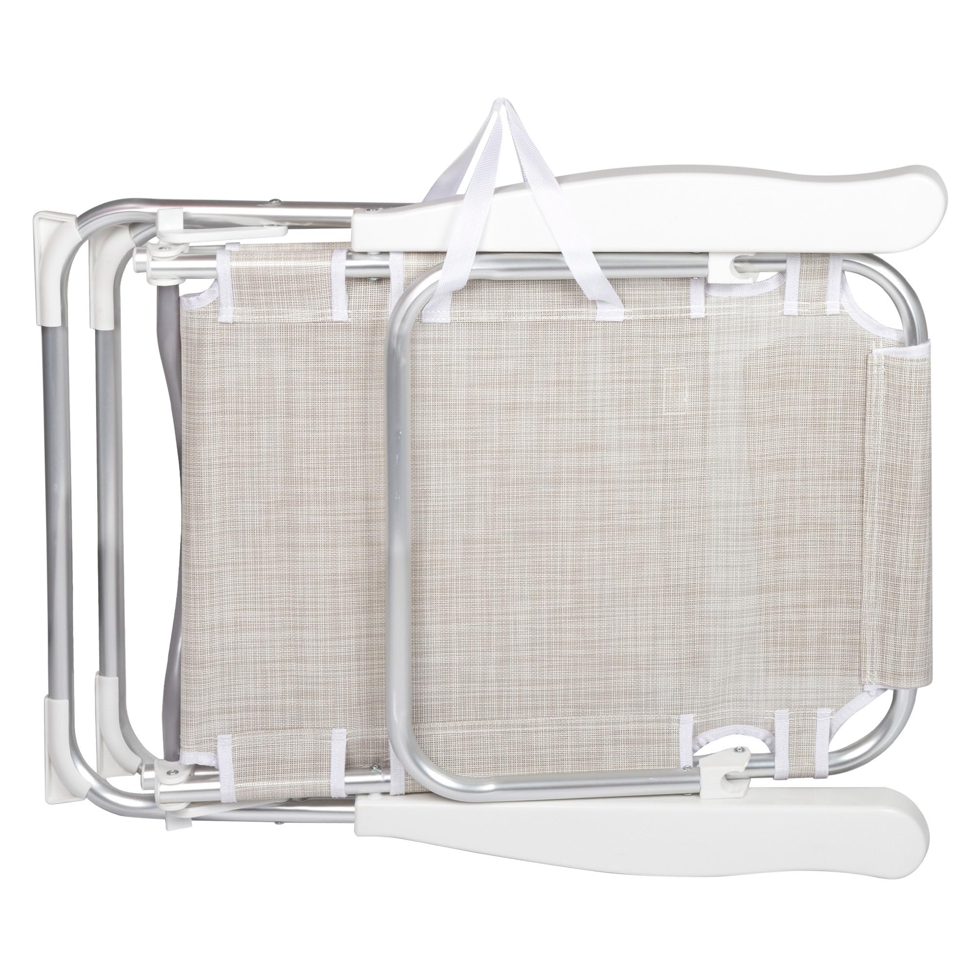AKTIVE 62641 - Silla de Playa Plegable Antivuelco Crema, Reclinable 5 Posiciones, Resistente y Ligera con asa de Transporte y cojín, Peso máx. soportado 110Kg., Medidas 48x60x90cm, Sillas de Playa