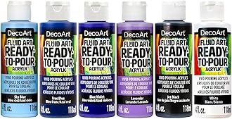 DecoArt Fluid Art Ready-to-Pour Paint Set – Galactic Colors, Set of 6 (4 fl oz Bottles) – Acrylic Pouring Paints for Canvas, Wood & DIY Art Projects