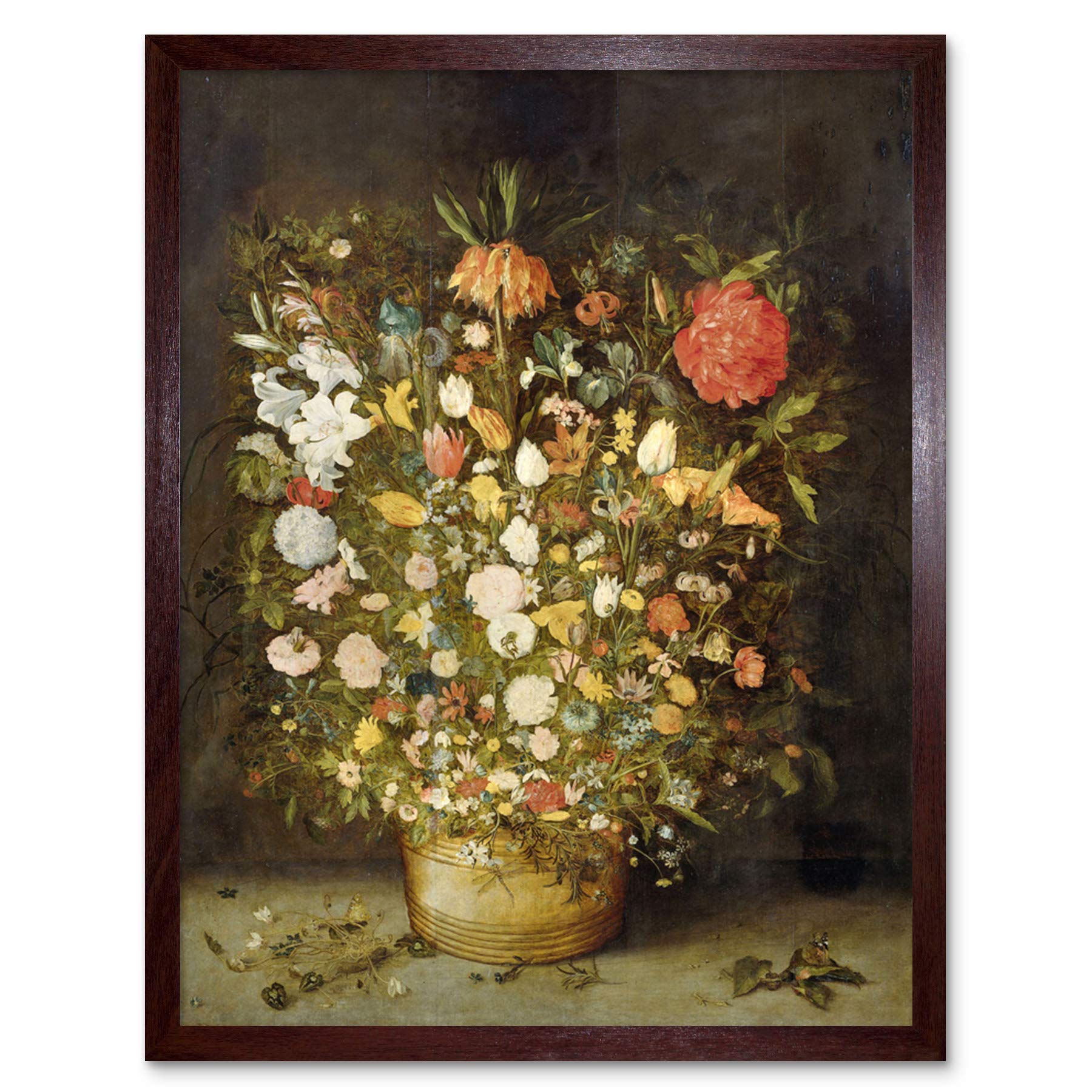 Artery8 Jan Brueghel Still Life With Flowers Painting Art Print Framed Poster Wall Decor 12x16 inch