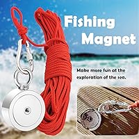 Vista 5 de Kit de pesca con imán, imanes de neodimio fuertes de 1000 libras con cuerda, imán de pesca súper potente con mosquetón de bloqueo para caza