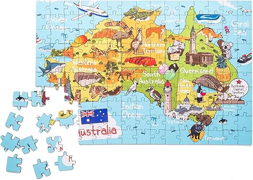 Miniatura 5 de Rompecabezas de madera con mapa de Australia de 152 piezas, 15 x 10 pulgadas