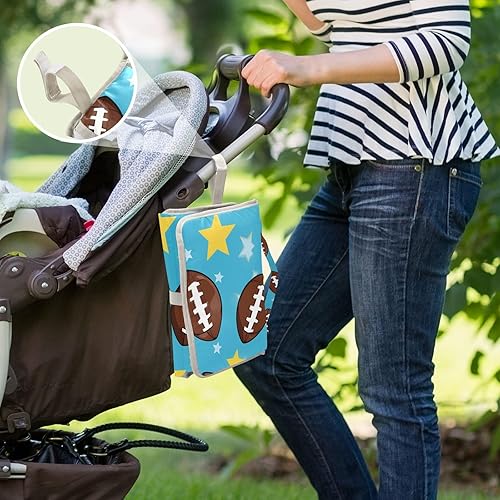 Miniatura 6 de Footballs Portable Changing Pad with Built-in Pillow, Waterproof Foldable Baby Diaper Changing Pads, Diaper Mat for Boys and Girls