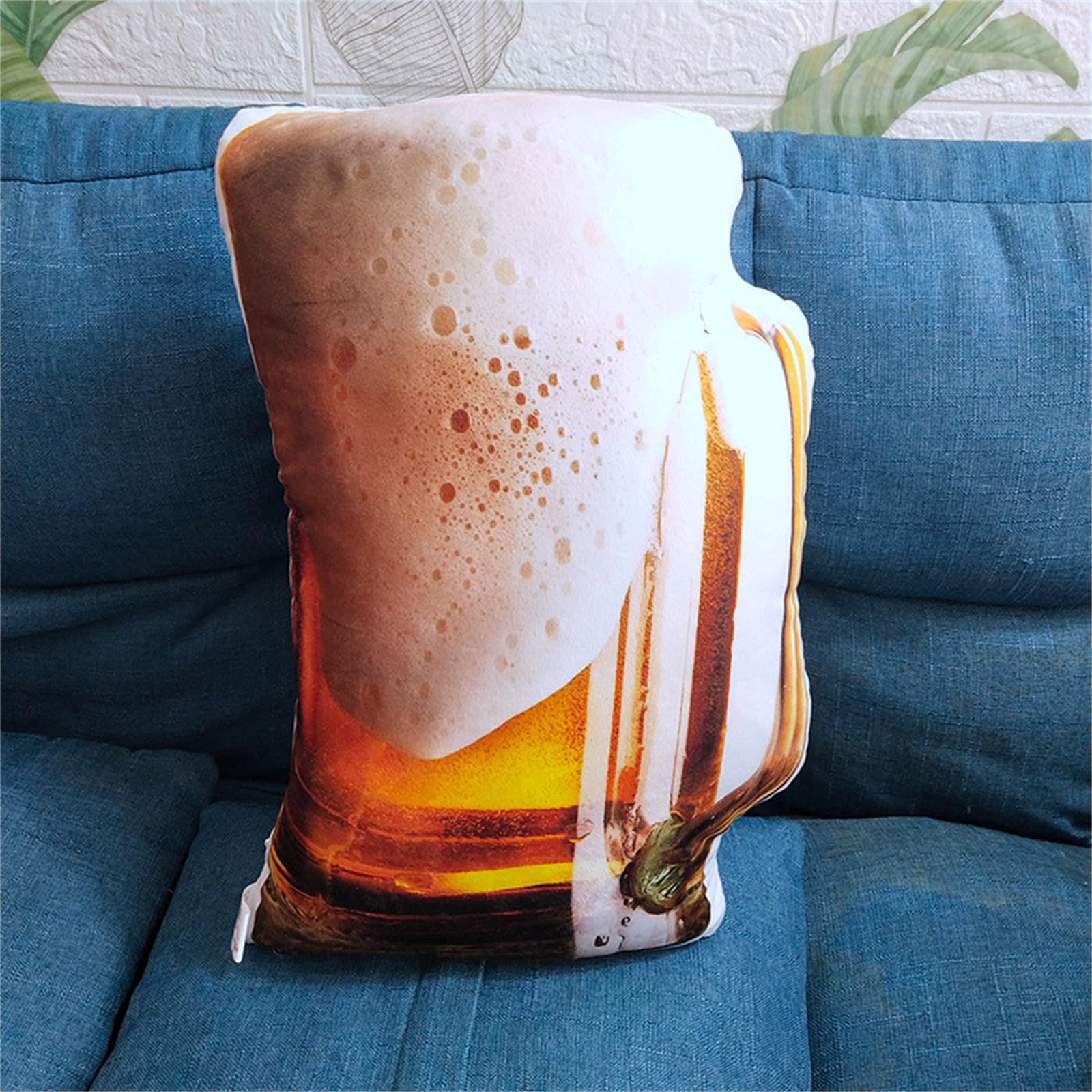 Bier-PlüSchtier Deko-Kissen,Simulation Bier Kissen, Lustiges PlüSchbier-Design,Dekokissen, Bierkissen GefüLltes, FüR Freunde Und Familie Weiches Langlebiges Material (40 * 25 cm,Bier)