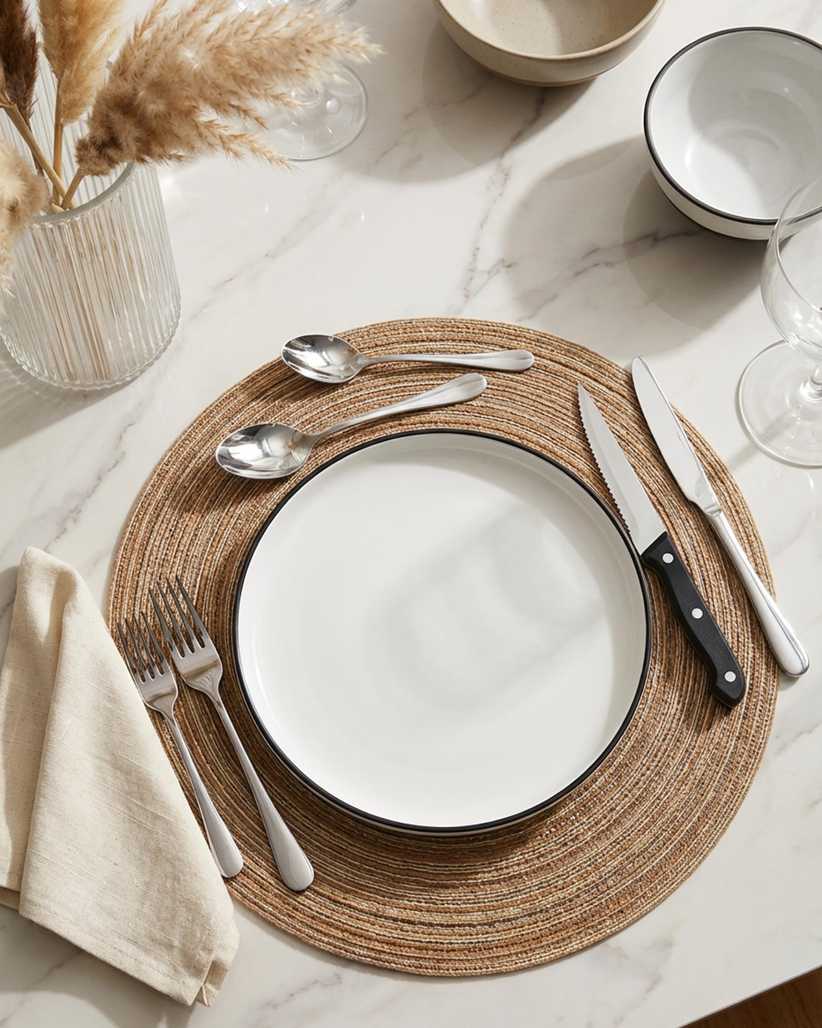 Cubiertos Acero Inoxidable 8 Personen, Juego de Cubiertos Rostfrei Spülmaschinenfest, Messer Und Gabel Set Für Familien, Feierlichkeiten Und Hausgebrauch (48 Stück)