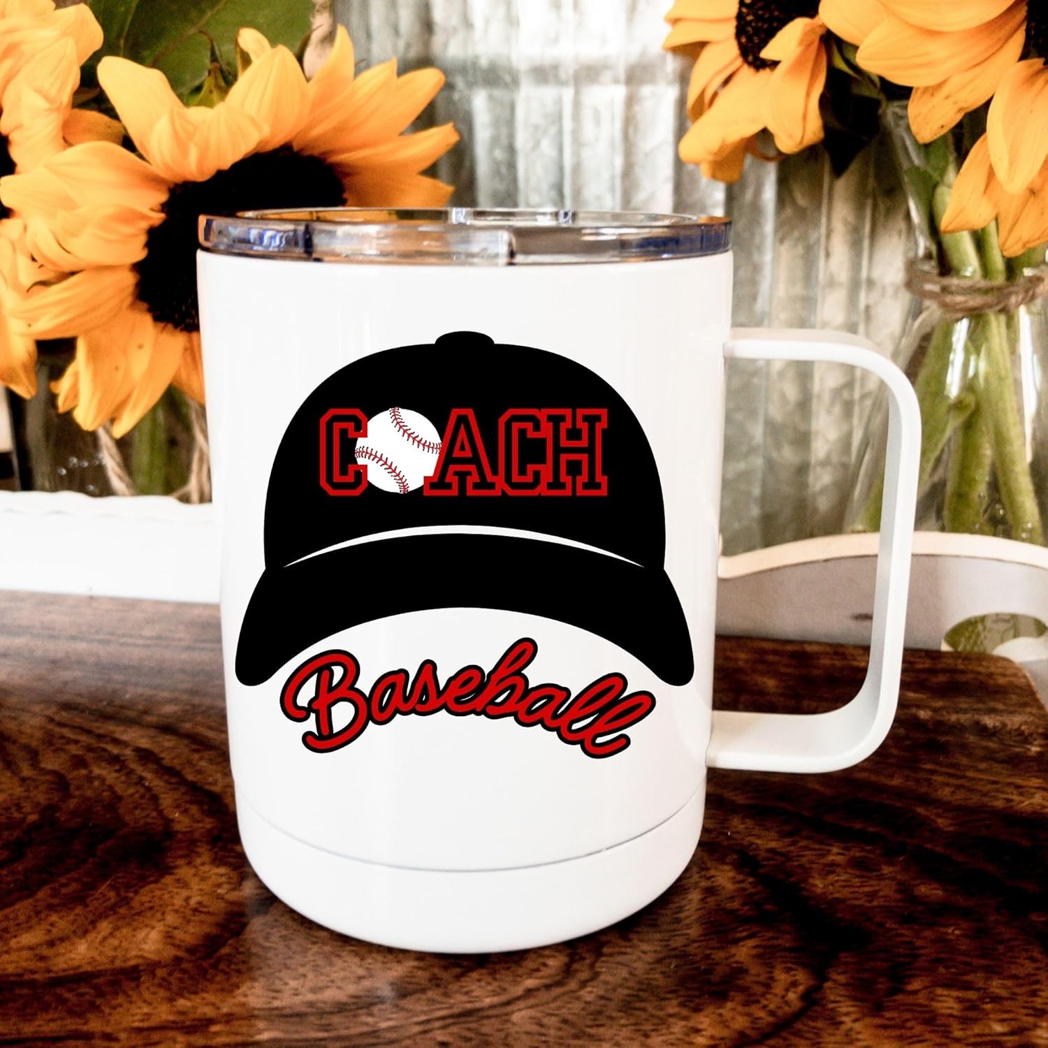 Baseball Coach Hat Mug – Personalized Insulated 10oz Stainless Steel Coffee Cup with Lid/Custom Sport & Coach Name/Baseball or T-Ball Coach Gift - Image 5