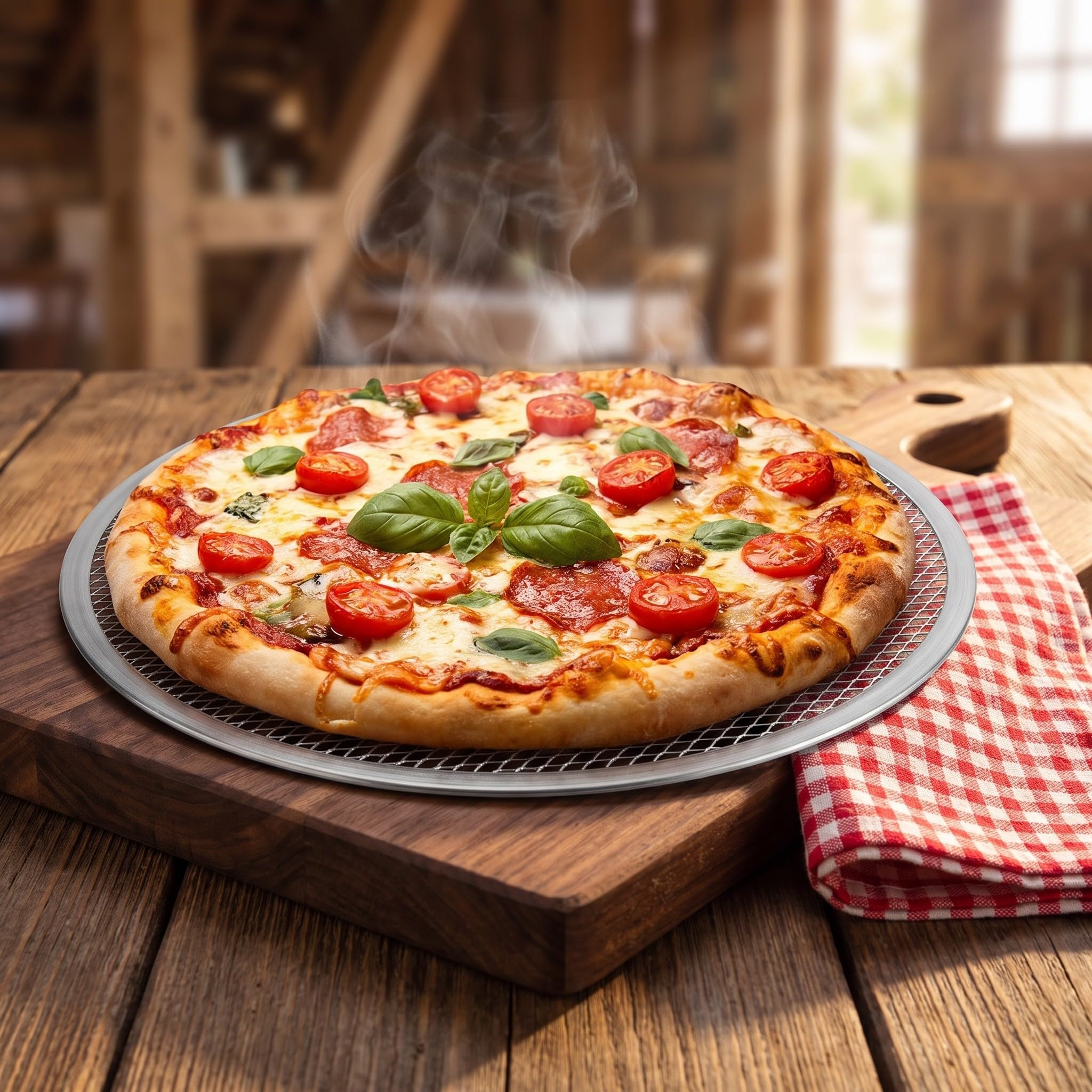 Zerodeko Set di 8 griglie in alluminio per pizza, teglia antiaderente per