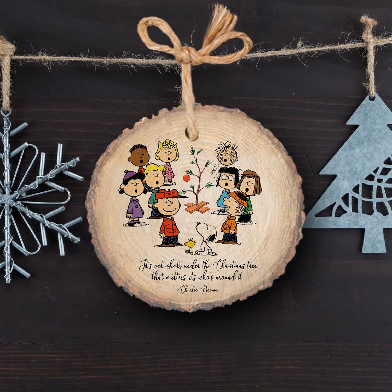 Charlie Brown Christmas Ornament,**SHIPS NEXT BUSINESS DAY** Peanuts gang Christmas decorations, Charlie brown gifts, 3" wooden ornament : Handmade Products