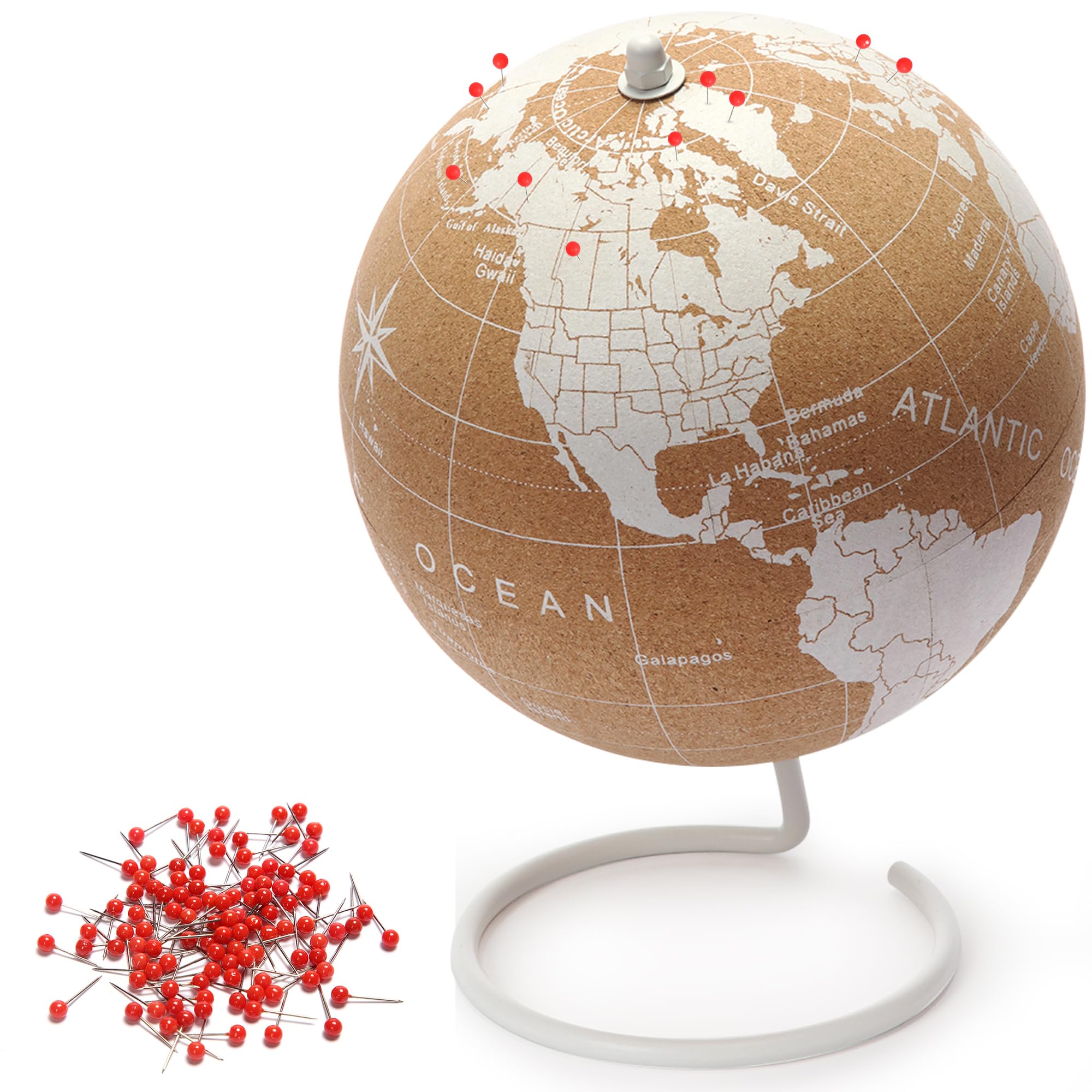 Amazon.com: White Cork Globe with Push Pins - 7.3” Push Pin with