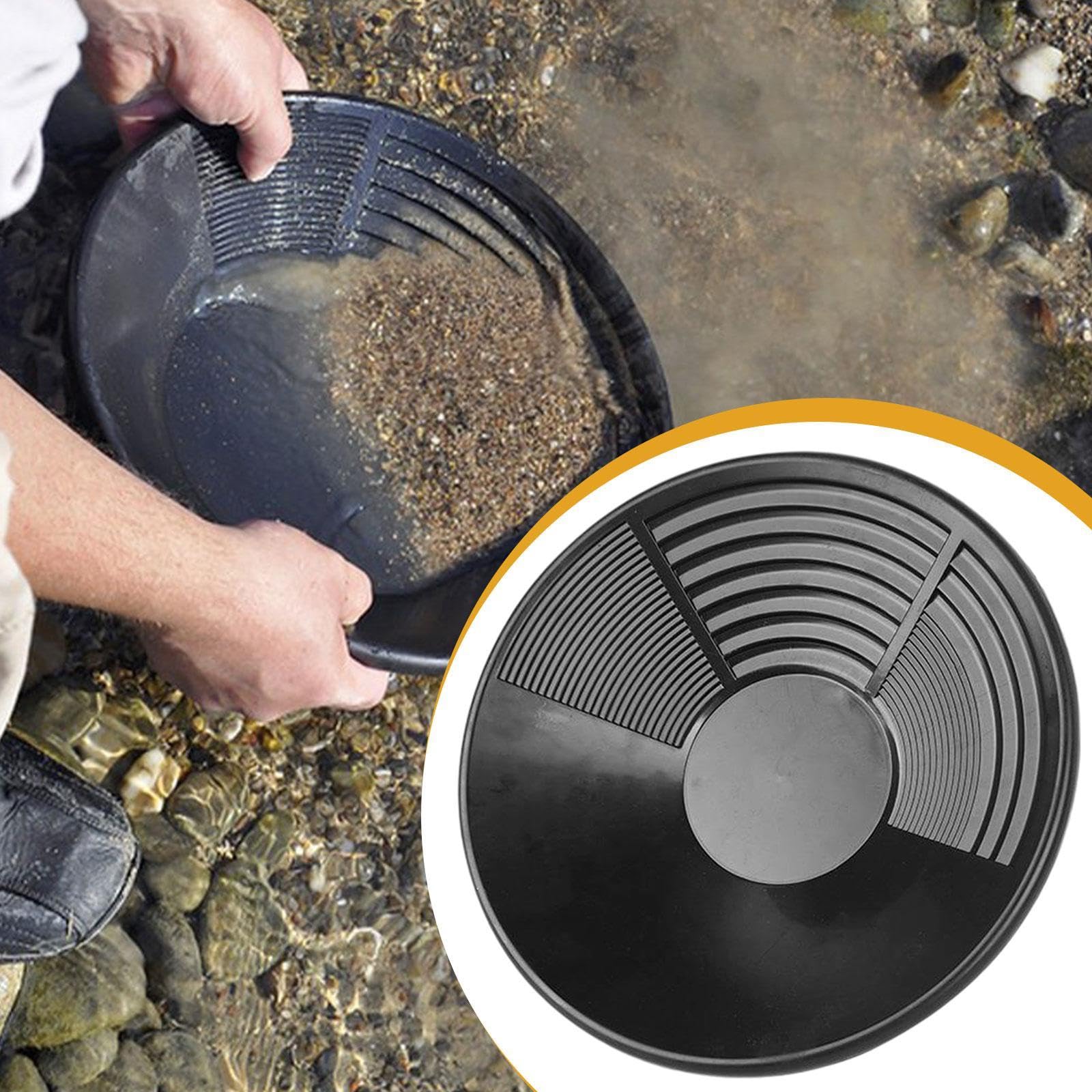 Goldwaschpfanne Goldwäscherplatte mit Doppelrinnen Robuste Prospektierschale Exakte Sedimentierung Portable für Strandwanderungen Naturerku, Ohne Schaufelhaken