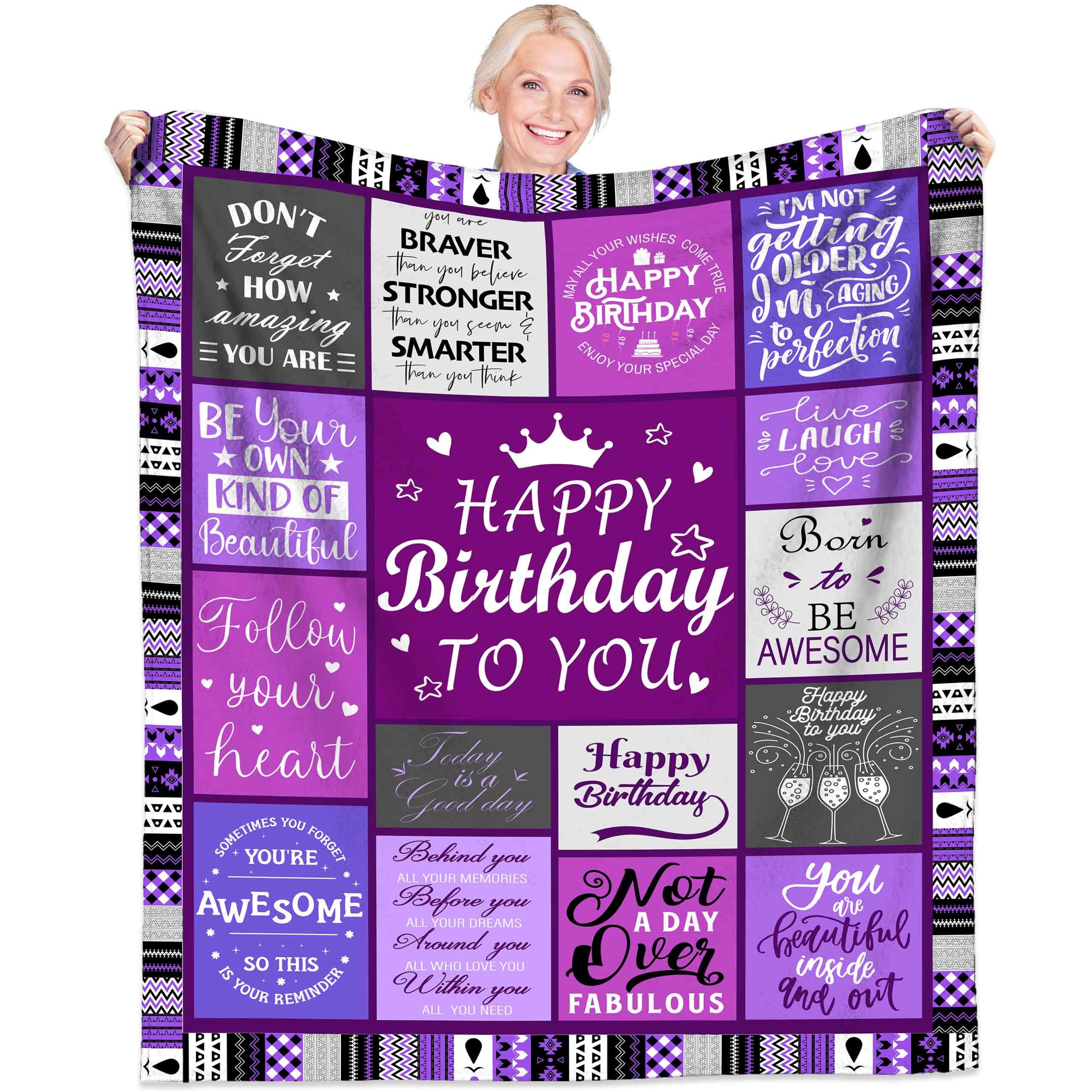 Aleture Women's Happy Birthday Birthday Gifts For Decorations For Unique Birthday Gifts For Her Girls, Birthday Gift Ideas For Friend Mom Sister Grandma Wife, Soft Throw Blanket 60"X50"