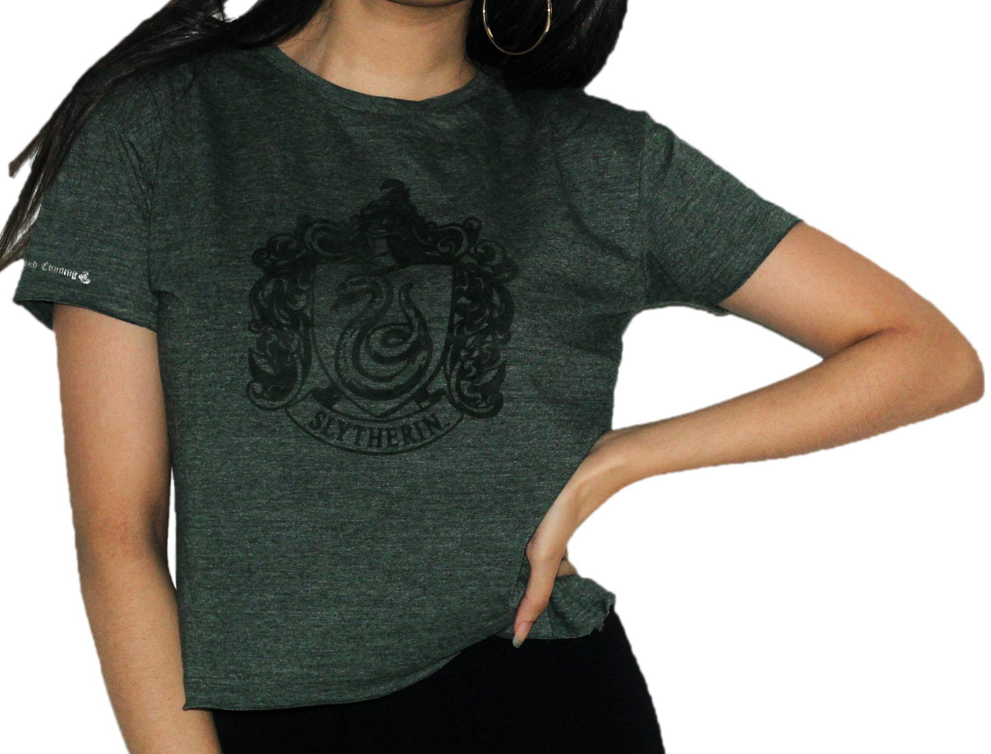 Gwcc Women's Green Hp106lsly Licensed Harry Potter Slytherin /Girls Crop T-Shirt (L)