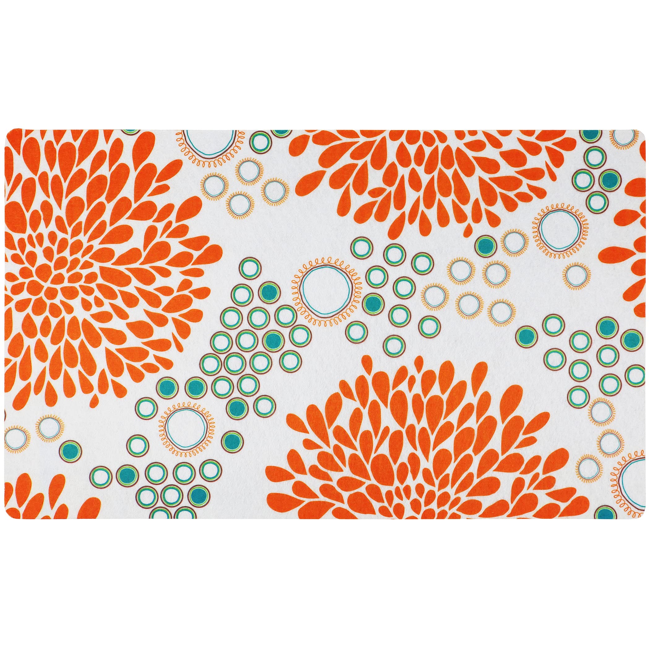 Drymate Futternapf-Platzset, Futtermatte für Hunde und Katzen, saugfähiger Stoff, wasserdichte Unterseite, rutschfest, maschinenwaschbar, langlebig, 30,5 x 50,8 cm, Orange/Türkis