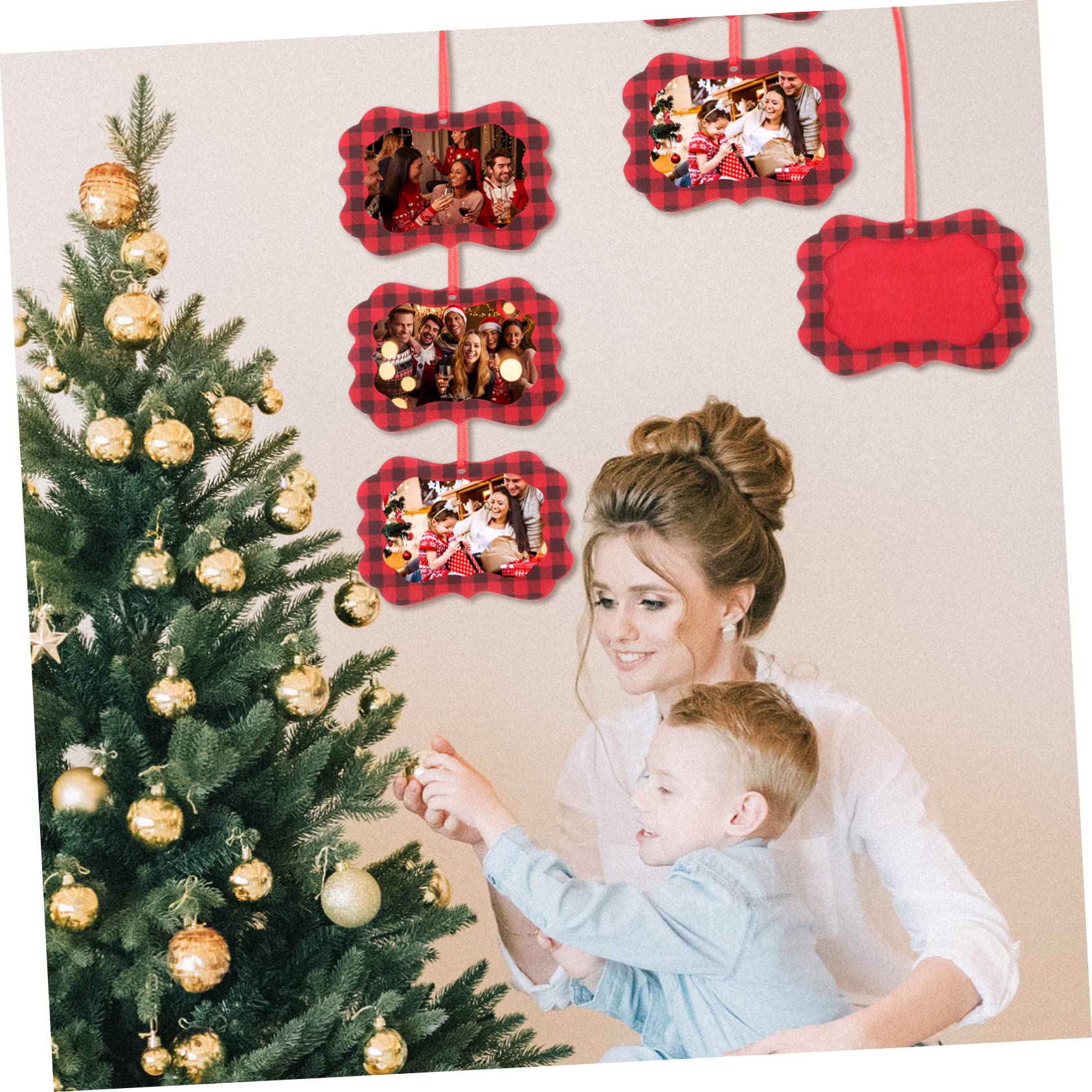 Cabilock 36piezas Marco De Colgante para Árbol De Navidad Adorno De Decoración Navideña Marco De Personalizable y