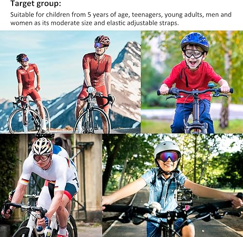 Miniatura 7 de Gafas de motocicleta para niños, paquete de 2 gafas de esquí para motocross, motocross, gafas de carreras para niños, gafas de aire comprimido