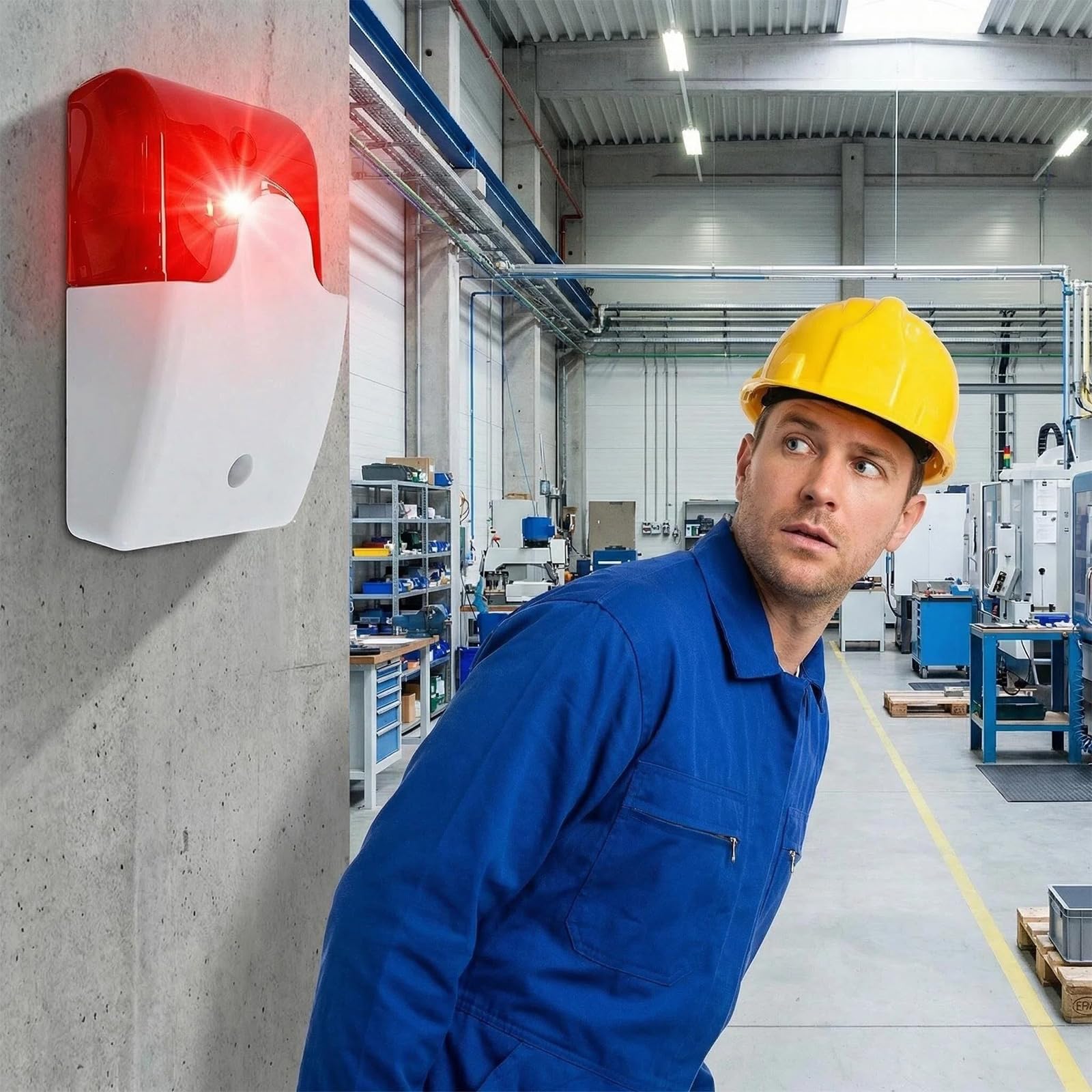 Głośny alarm dźwiękowy z migającym światłem, syrena 220 V, regulowana syrena alarmowa 110 dB z lampą błyskową, stroboskop do systemów bezpieczeństwa w miejscach publicznych, wysoka decybela, ewakuacja