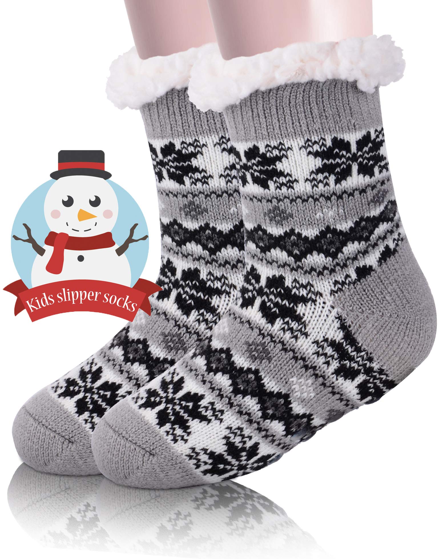 MOGGEI Girls Slipper Fuzzy Socks Kids Boys Fluffy Fleece Lined Warm Plush Sherpa Winter Child Home Socks