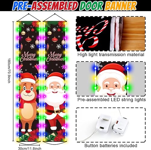 Miniatura 9 de Cartel de Día de los Muertos para puerta iluminado Día de los Muertos con luz LED, decoración de puerta de calavera de azúcar, cartel colgante de