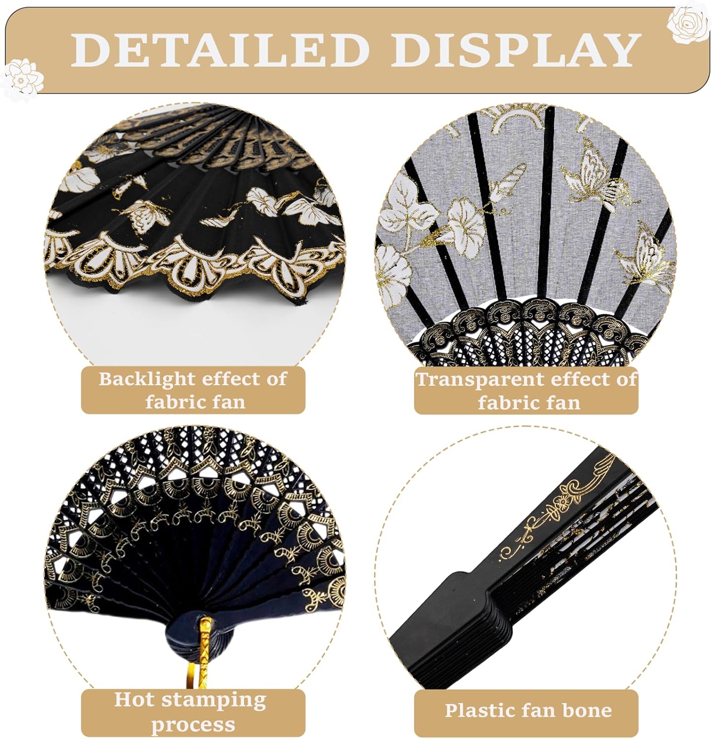 QIRMIZI 30 Pack Folding Fans – Handheld Spanish Style Fans,Bulk Hand Fans for Wedding, Tea Party, Dance, Church,Performance, Home Decorations, Festival, Gift,Black