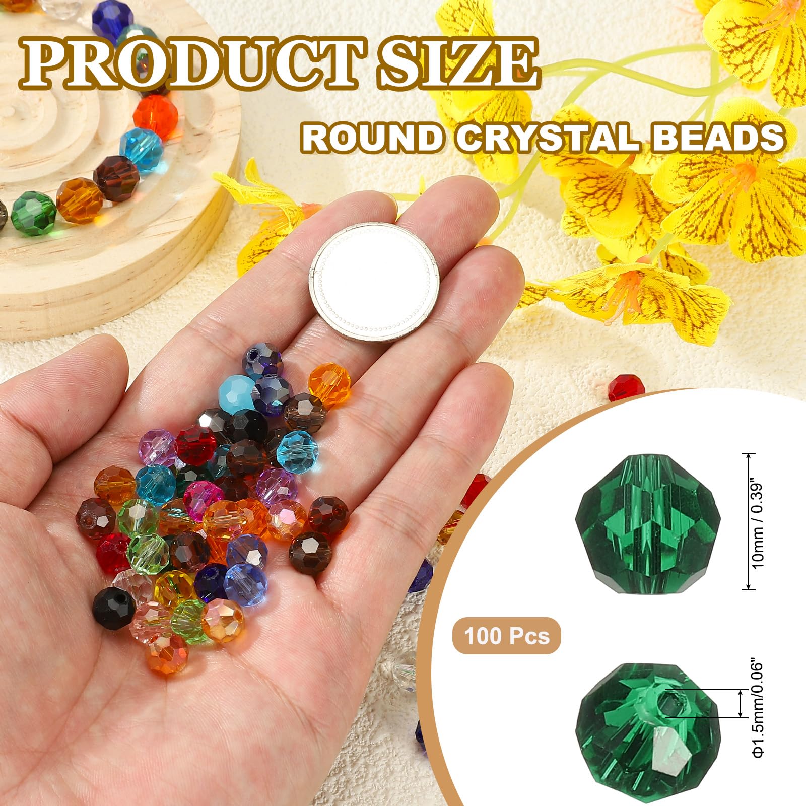 PATIKIL 10mm Round Crystal Beads - Image 2