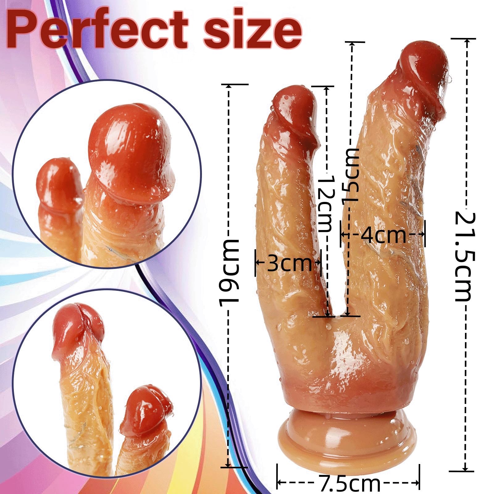 Dildo Doppio 21 cm Dildo Realistico con Silicone Liquido e Forte Ventosa Pene Replica con Vene Masturbatore Giocattolo del Sesso Plug Anale per il Punto G Vaginale e il Gioco per Donne Sex Toys