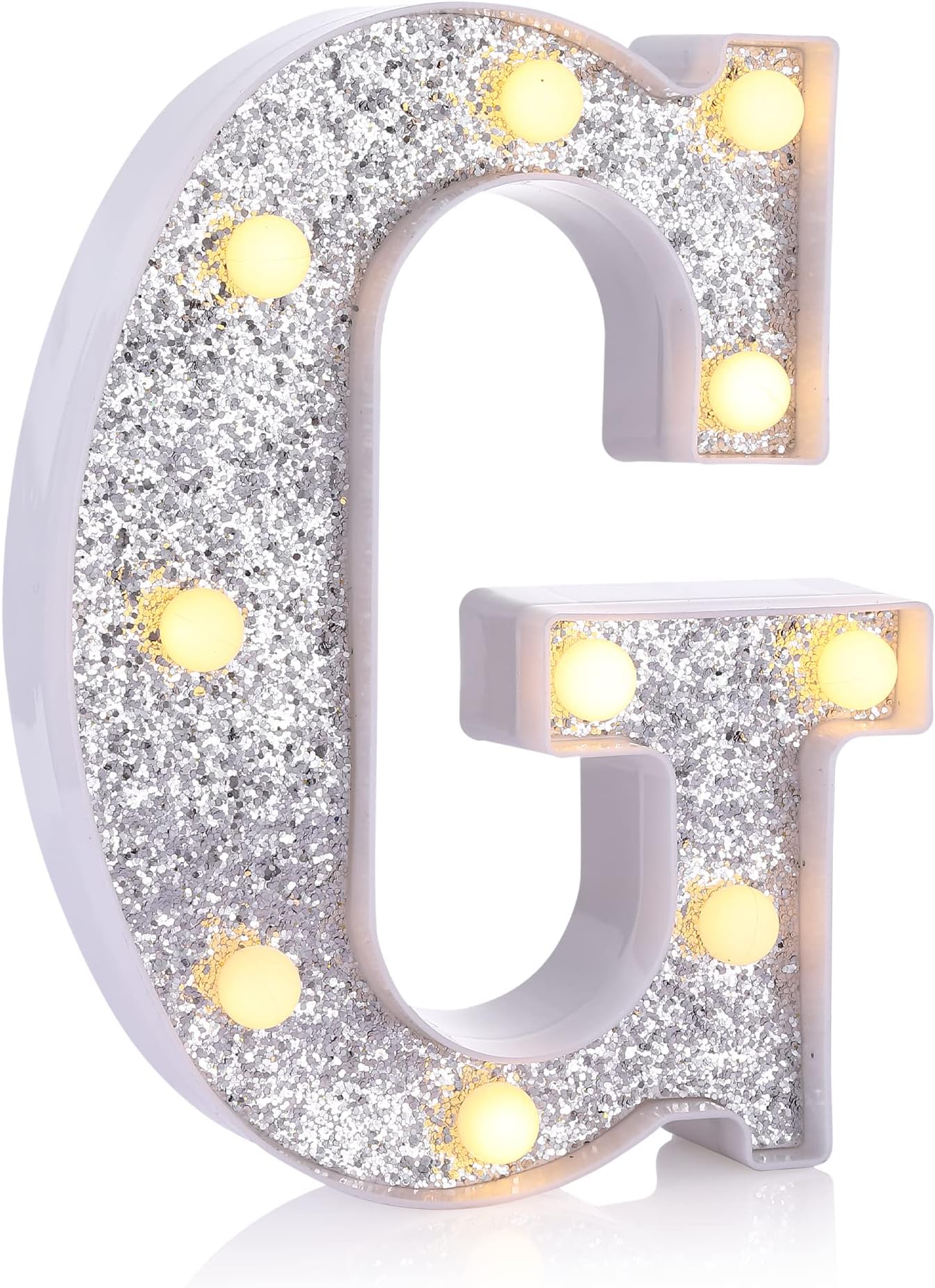 Foaky Silver Light Up Letters,Party Decorations,Birthday Decorations for Night Light Birthday Party Christmas Gifts (G)