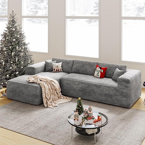 Sofás modulares modulares de 108 pulgadas para sala de estar, sofás modulares en forma de L, esponja de alto rebote cómodo y esponjoso de pana con